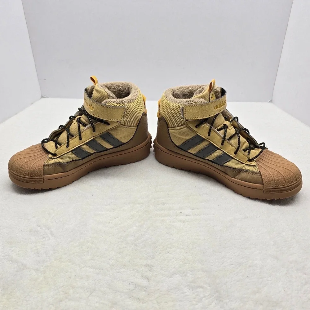 Adidas Superstar Winter Boots Mesa Brown Shell Toe Faux Fur Lined Kids Size 1